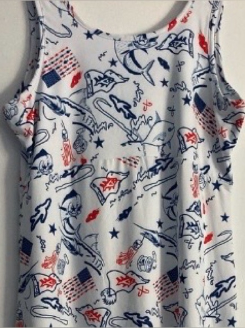 Sundress SZ L Red white and blue Sleeveless dress great for summer Holidays